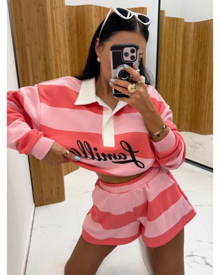 Komplet LA MILLA w paski różowy