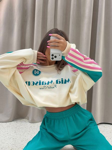 Komplet PASTEL CREW MIA MAISON beżowy