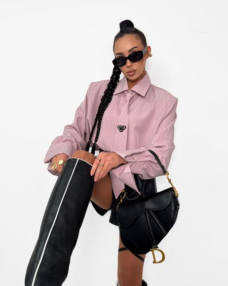 Koszula z krawatem puder róż La Milla