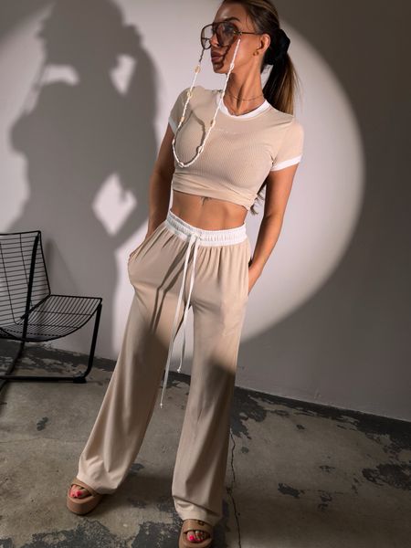 Komplet prążkowany set COCONUT CLUB La Coca beżowy