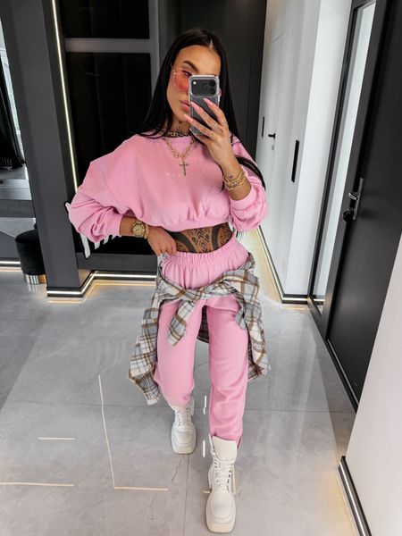 Komplet damski dresowy bawełniany TRIPSY Ola Voga różowy