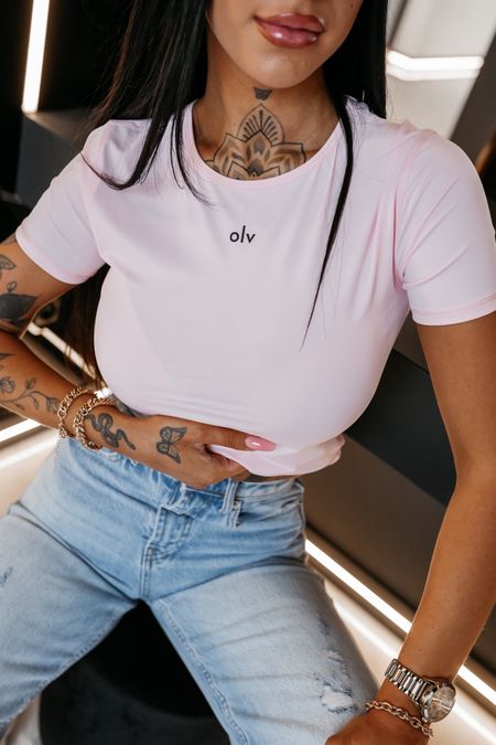 Tshirt damski slim fit BASTU Ola Voga różowy