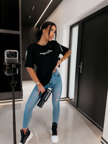 Tshirt damski z kokardkami AVELYNE Ola Voga czarny