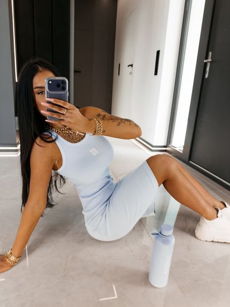 Sukienka prążkowana SALEM Ola Voga niebieska