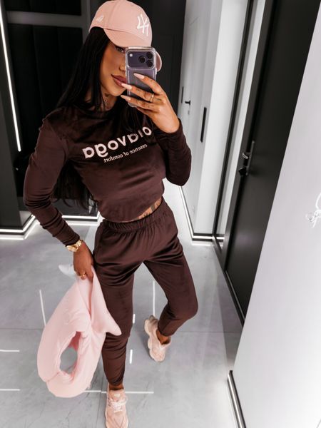 Komplet welurowy SELIRA Ola Voga brązowy