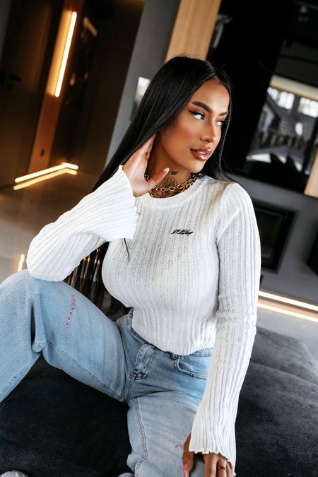 Sweter damski dopasowany ZIRRA Ola Voga ecru