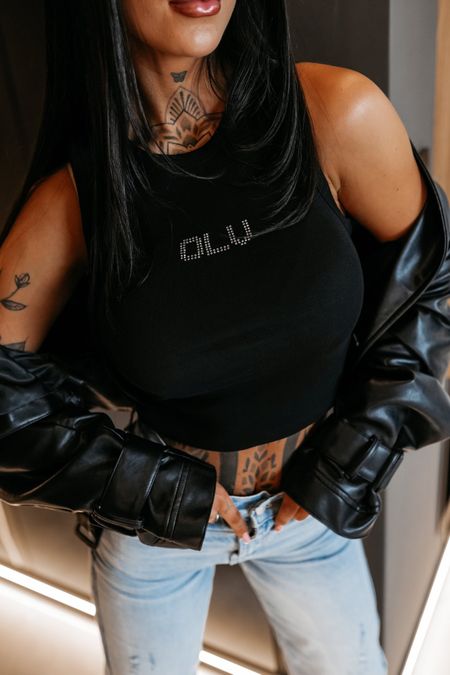 Top damski z kryształkami STONY TOP Ola Voga czarny