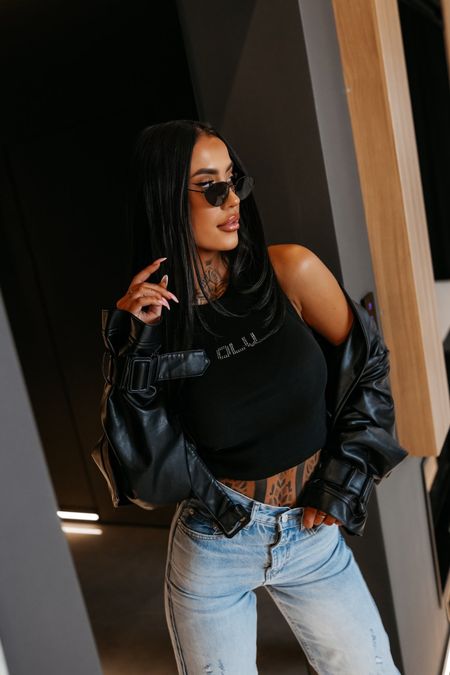 Top damski z kryształkami STONY TOP Ola Voga czarny