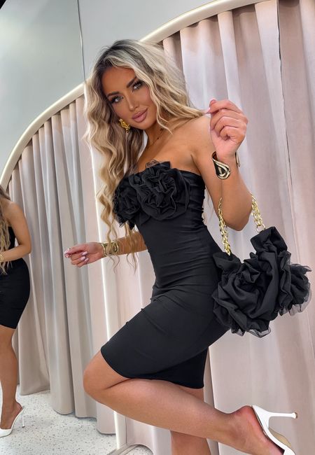 Sukienka z torebką tuba ROSE La Monne krótka czarna