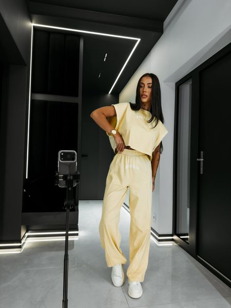 Komplet damski washed dekatyzowany LENCI Ola Voga jasny beż