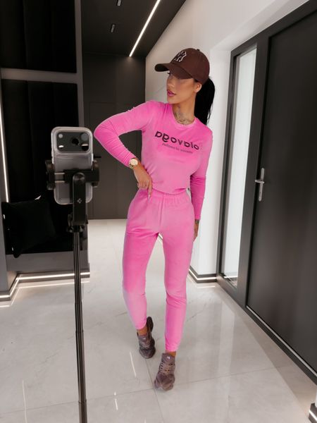 Komplet welurowy SELIRA Ola Voga różowy