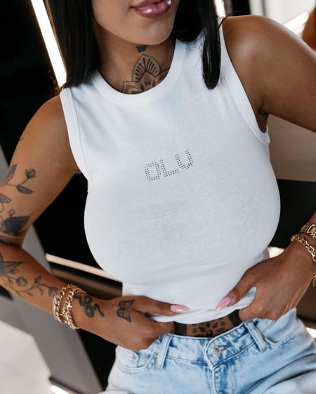 Top damski z kryształkami STONY TOP Ola Voga ecru