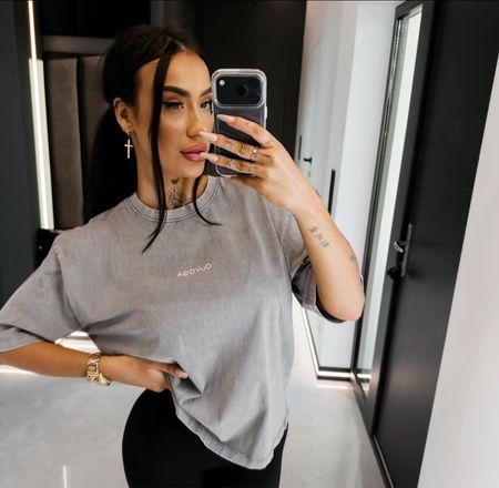 Tshirt damski regular fit ENORAI Ola Voga jasny szary