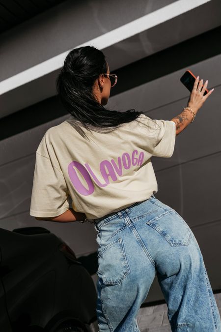 T-shirt damski oversize ,,BABE” Ola Voga masełko