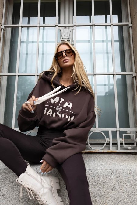 Bluza NOVA HOOD z kapturem ze ściągaczem MIA MAISON czekolada