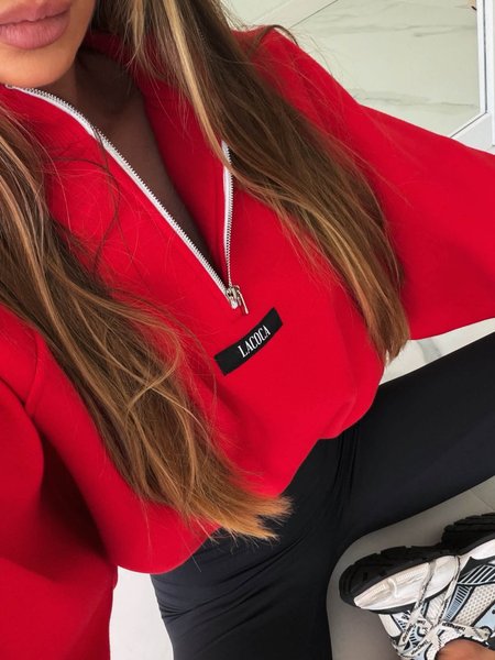 Bluza na zamek ze ściągaczem LOGOTYPE ZIP La Coca czerwona