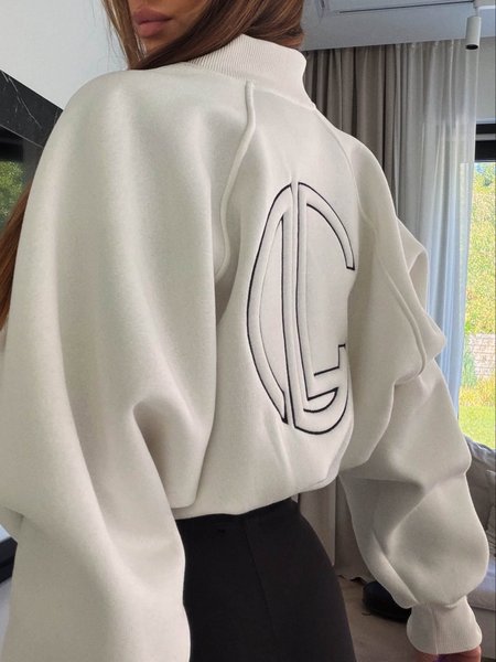 Bluza na zamek ze ściągaczem LOGOTYPE ZIP La Coca śmietana