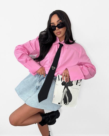 Koszula z krawatem różowa La Milla