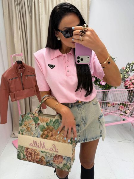 Torebka shopper Rozalia La Milla różowy napis