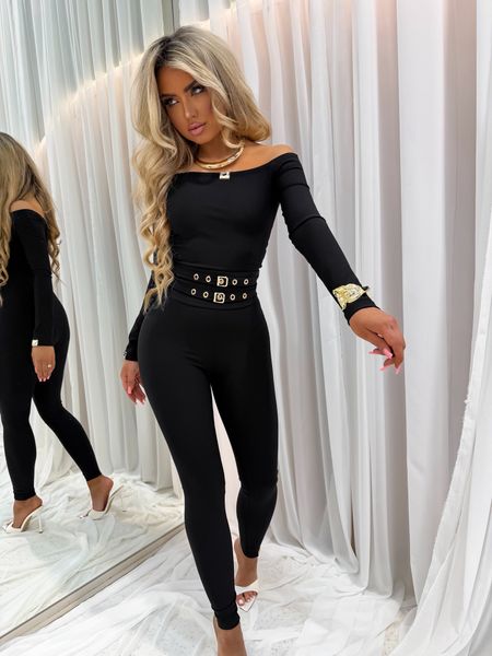 Legginsy GOLD STRIPE La Monne czarne