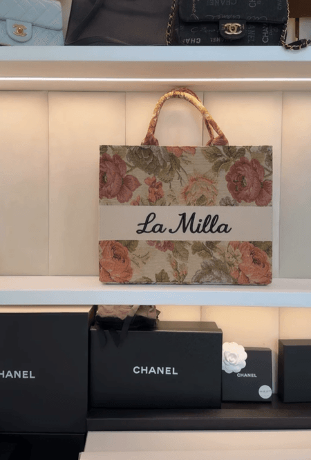 Torebka shopper Rozalia La Milla czarny napis