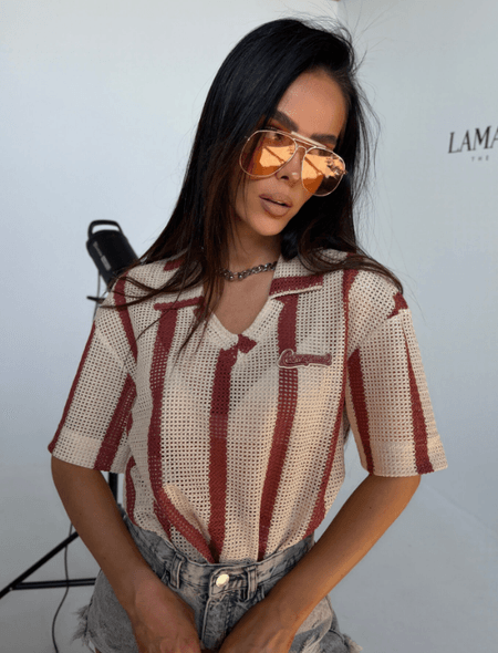 Tshirt siateczka bawełniany AMIGA La Manuel kakao