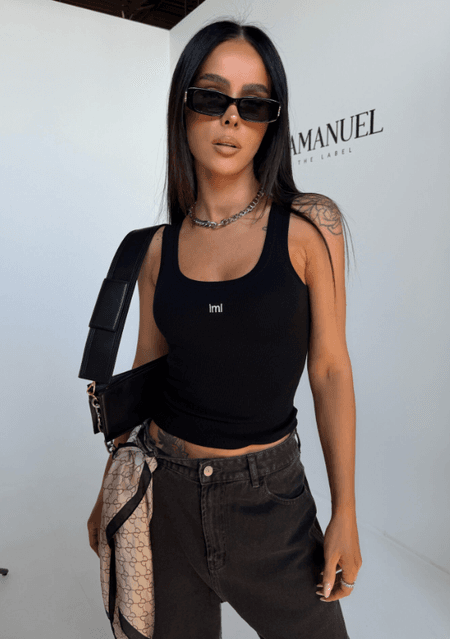 Top prążek wiskoza CITY La Manuel czarny