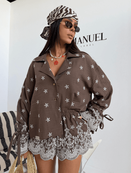 Komplet z koronką DEL MAR La Manuel czekolada