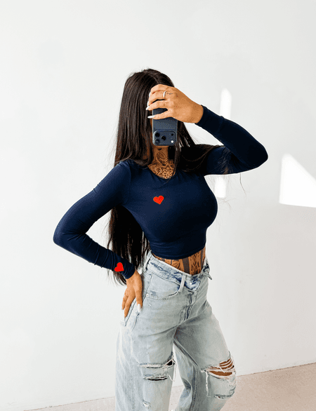 Bluzka damska serduszko AMORIA Ola Voga granatowa navy blue