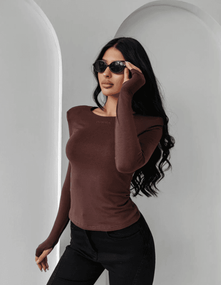 Bluzka damska AMBER TWILIGHT Ola Voga czekoladowa dark chocolate