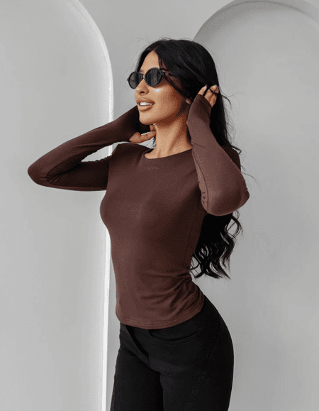 Bluzka damska AMBER TWILIGHT Ola Voga czekoladowa dark chocolate