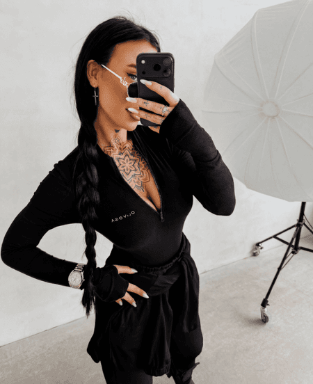 Body dopasowane prążkowane z zamkiem EGRI Ola Voga czarne