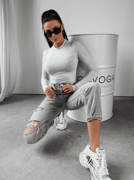 Bluzka damska dopasowana JENNY Ola Voga szara