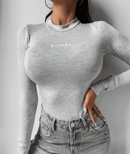 Bluzka damska dopasowana JENNY Ola Voga szara