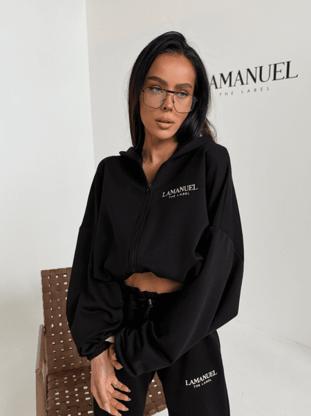 Bluza dresowa na zamek zip GRINDER La Manuel czarna