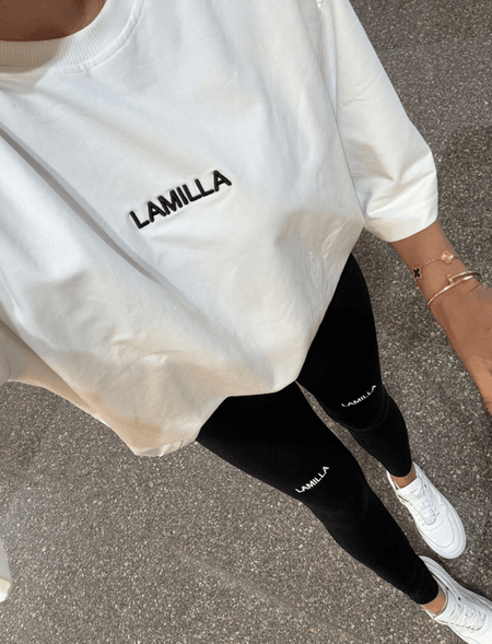 Legginsy czarne basic z haftem La Milla czarne