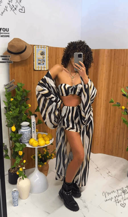 Komplet 3-częściowy ze szlafrokiem długi LONG ZEBRA La Milla