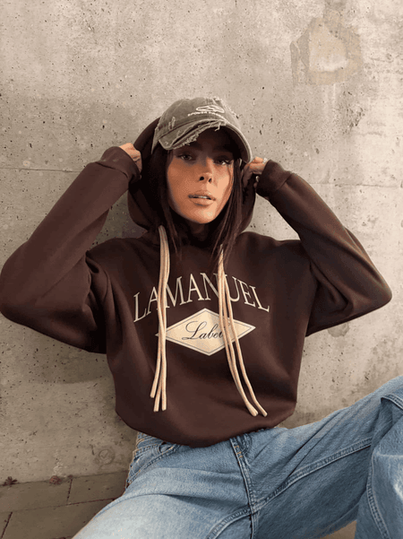 Bluza z kapturem BLUSH La Manuel czekolada