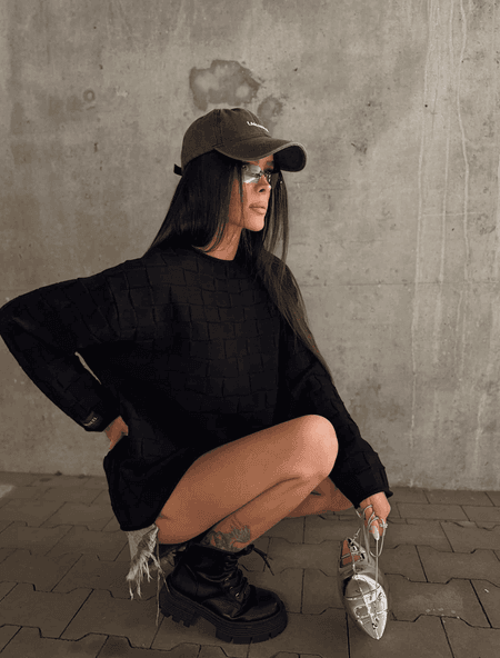 Sweter plecionka SORA La Manuel czarny
