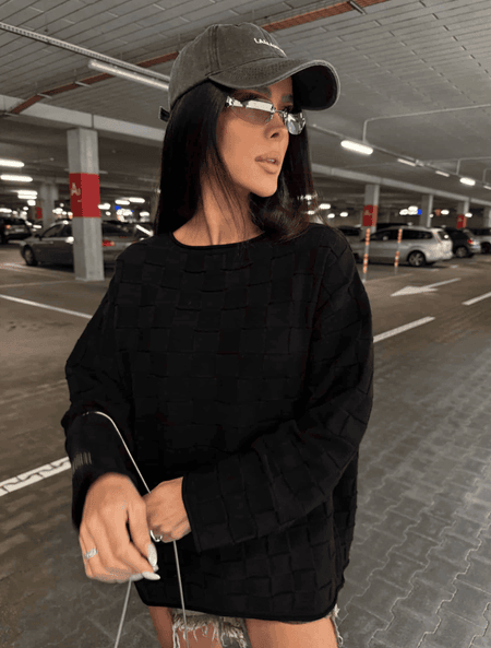 Sweter plecionka SORA La Manuel czarny