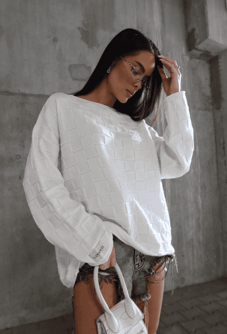 Sweter plecionka SORA La Manuel ecru