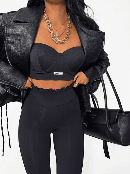 Legginsy z falbanką modelujące La Milla czarne