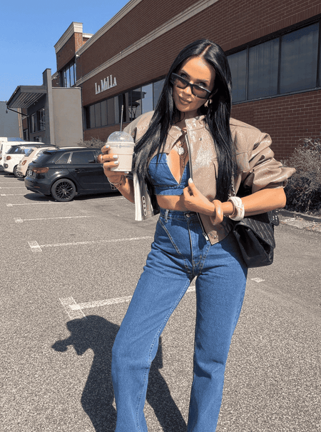 Spodnie jeansowe stringi La Milla niebieskie ciemne