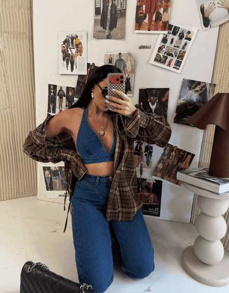 Spodnie jeansowe stringi La Milla niebieskie ciemne