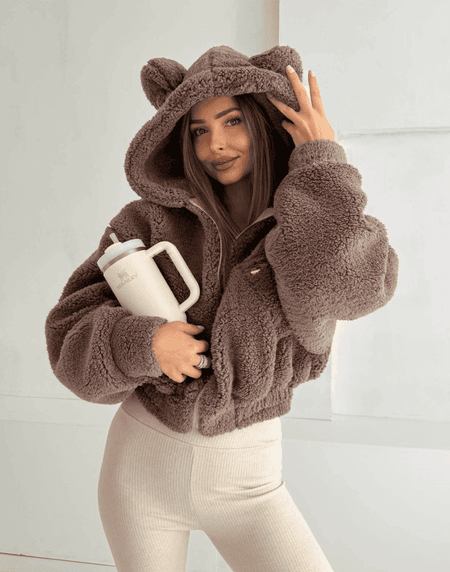 Bluza z uszkami miś teddy VASARI mleczna czekolada