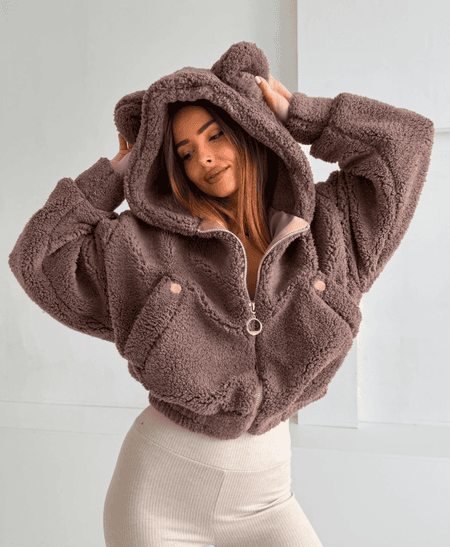 Bluza z uszkami miś teddy VASARI mleczna czekolada