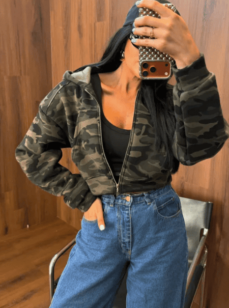 Bluza krótka zip rozpinana ocieplana La Milla moro