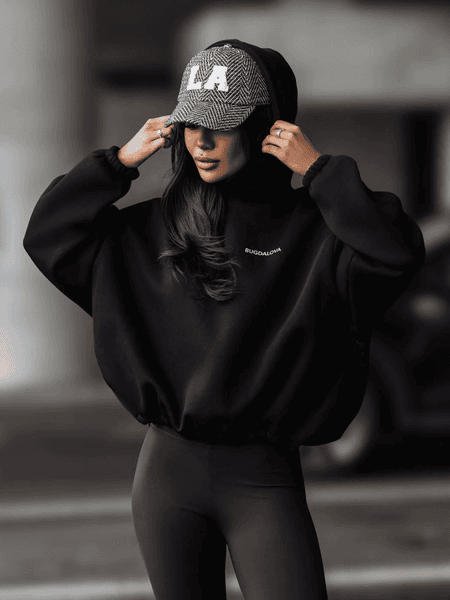 Bluza BUGDALOVA ocieplana na troczkach z kapturem By Mia czarna