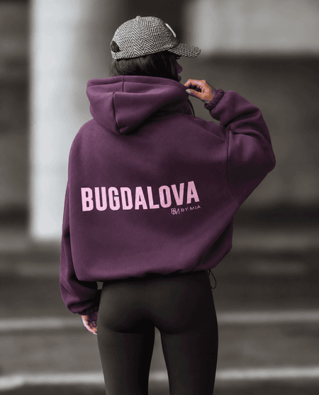 Bluza BUGDALOVA ocieplana na troczkach z kapturem By Mia fiolet