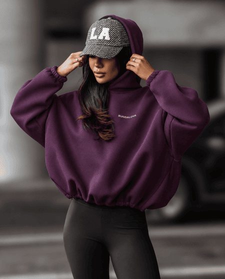 Bluza BUGDALOVA ocieplana na troczkach z kapturem By Mia fiolet